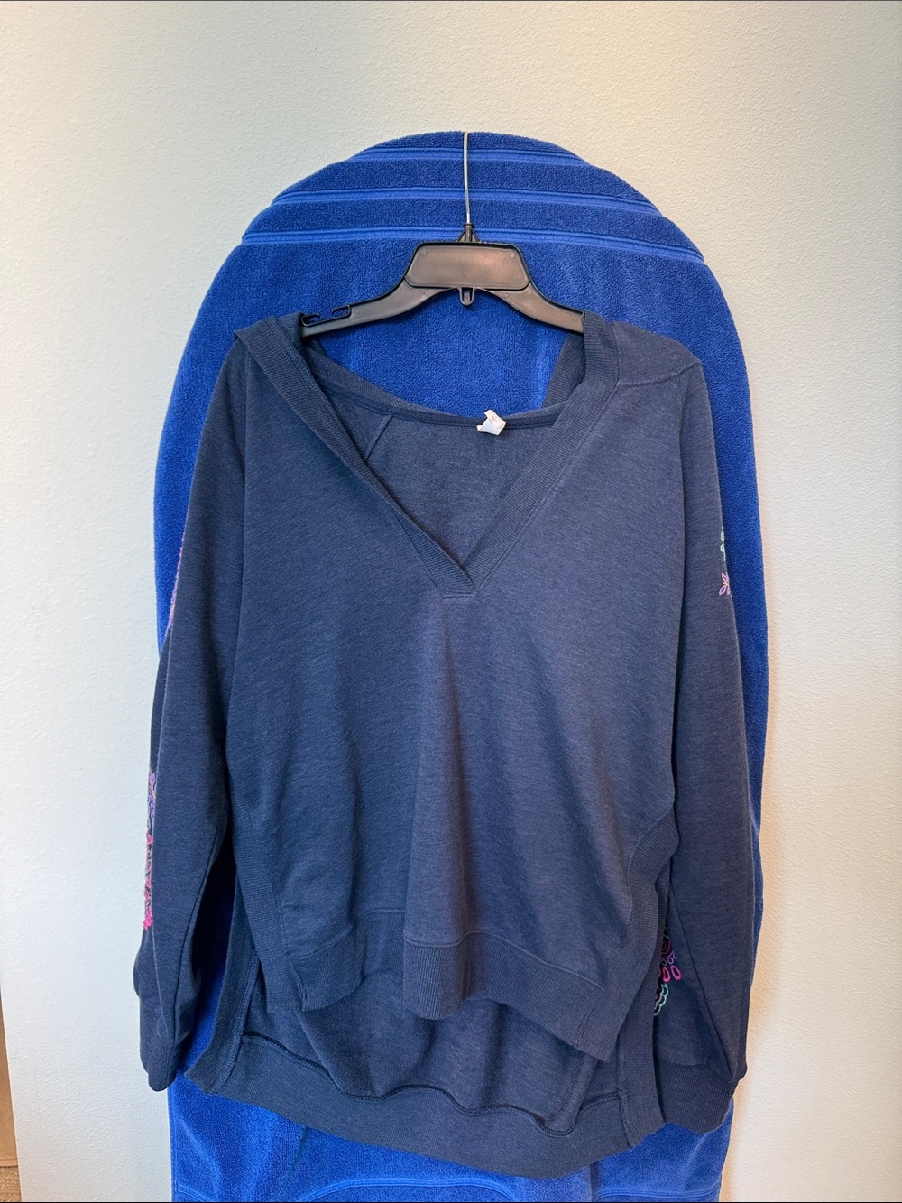 Anthropologie Navy V-Neck Knit Pullover